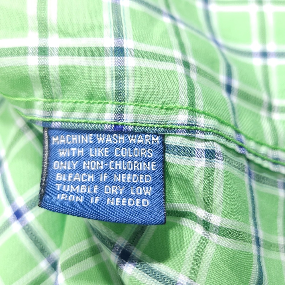Faconnable Men's Large Green Plaid Cotton Button Down Shirt Made in USA - Picture 5 of 10